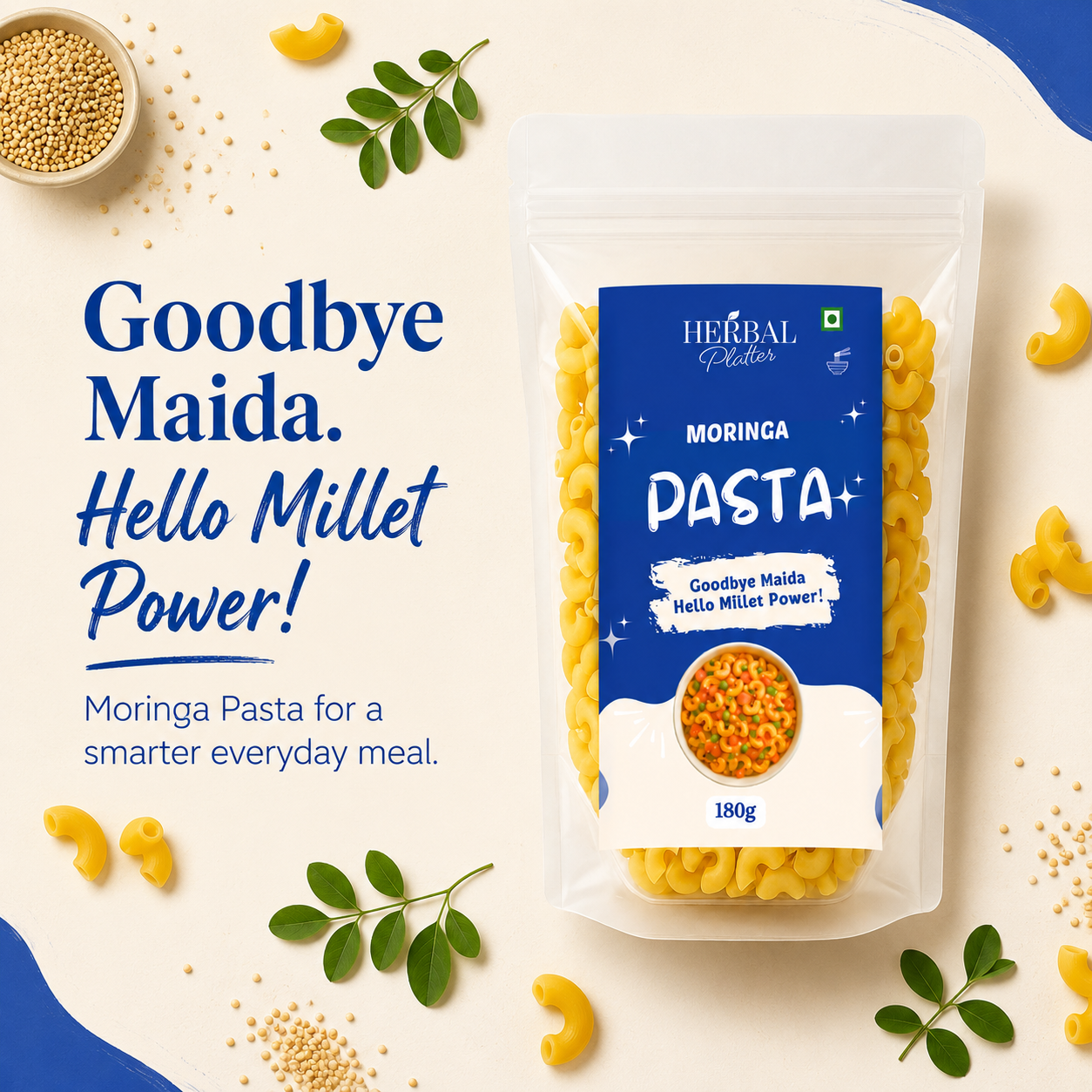 Moringa Millet Pasta | Healthy Pasta, No Maida, No MSG Not Fried | 180g