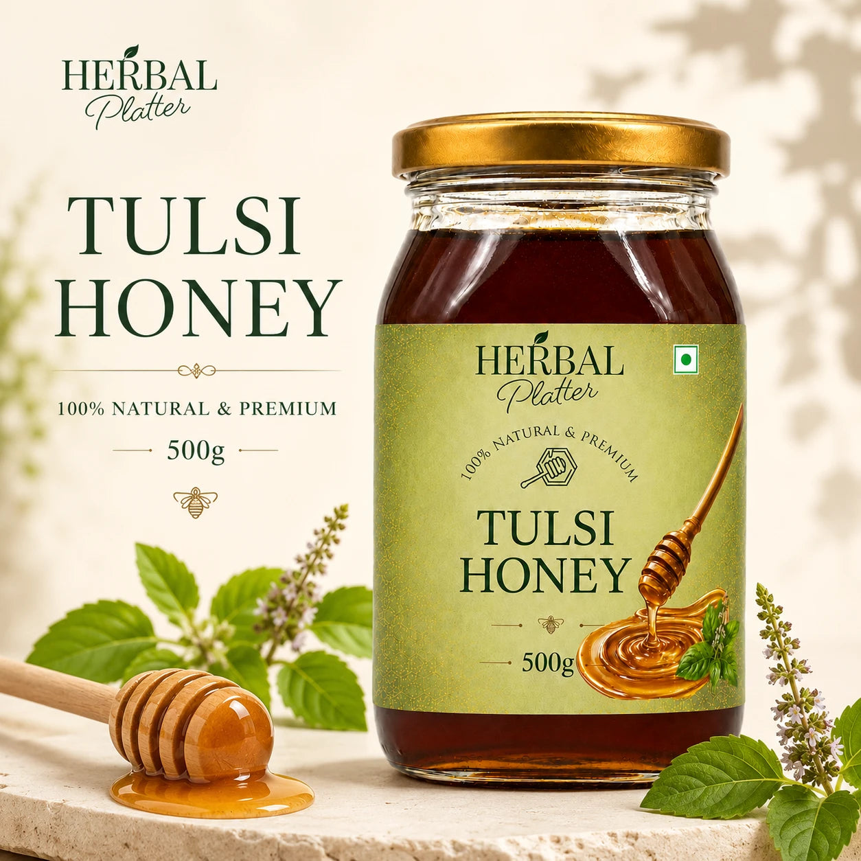 Raw Tulsi Honey — Light, Aromatic & Monofloral