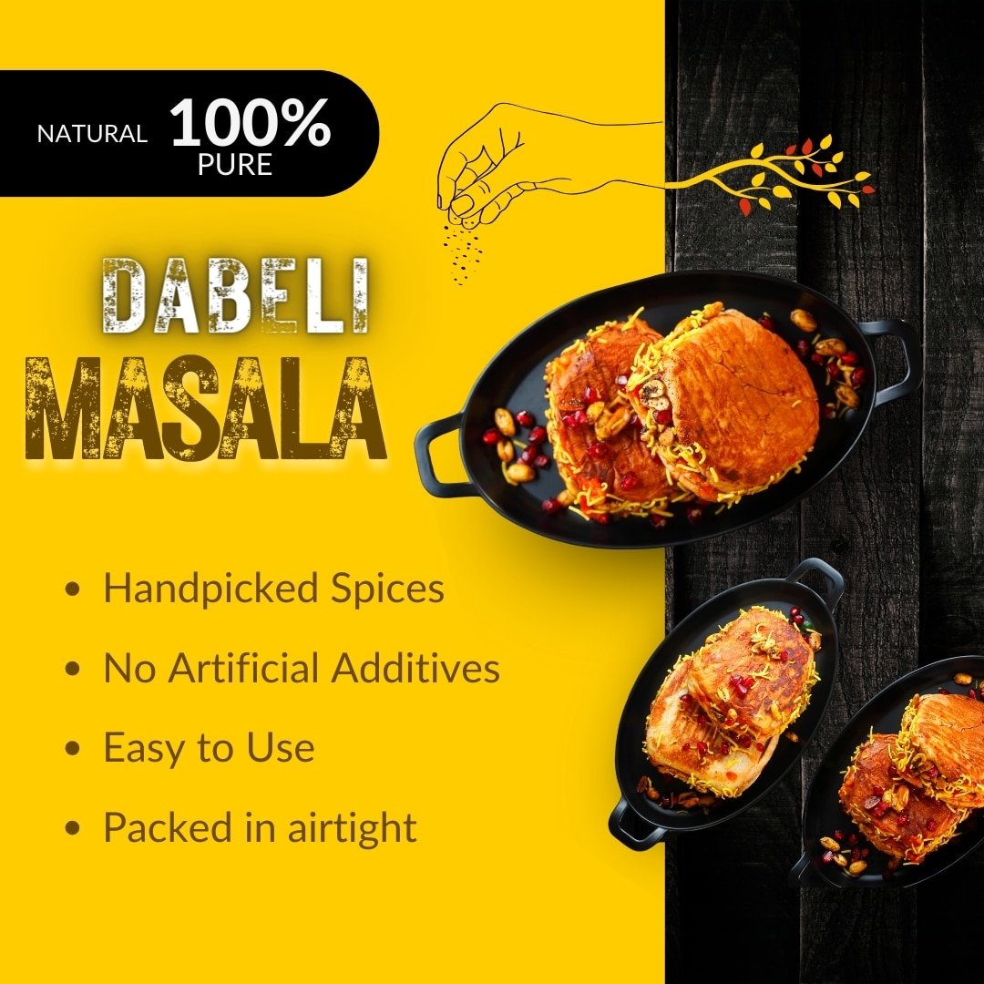 Dabeli Masala Powder 100g | Pack of Pure & Natural Blend | of Garam Masala, Chilli Powder, Dry Mango Powder, Turmeric, Black Salt, Sugar, and Common Salt.