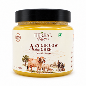 Herbal Platter A2 Gir Cow Ghee 500 ml jar on a white background