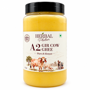 Herbal Platter A2 Gir Cow Ghee 1 L jar on a white background