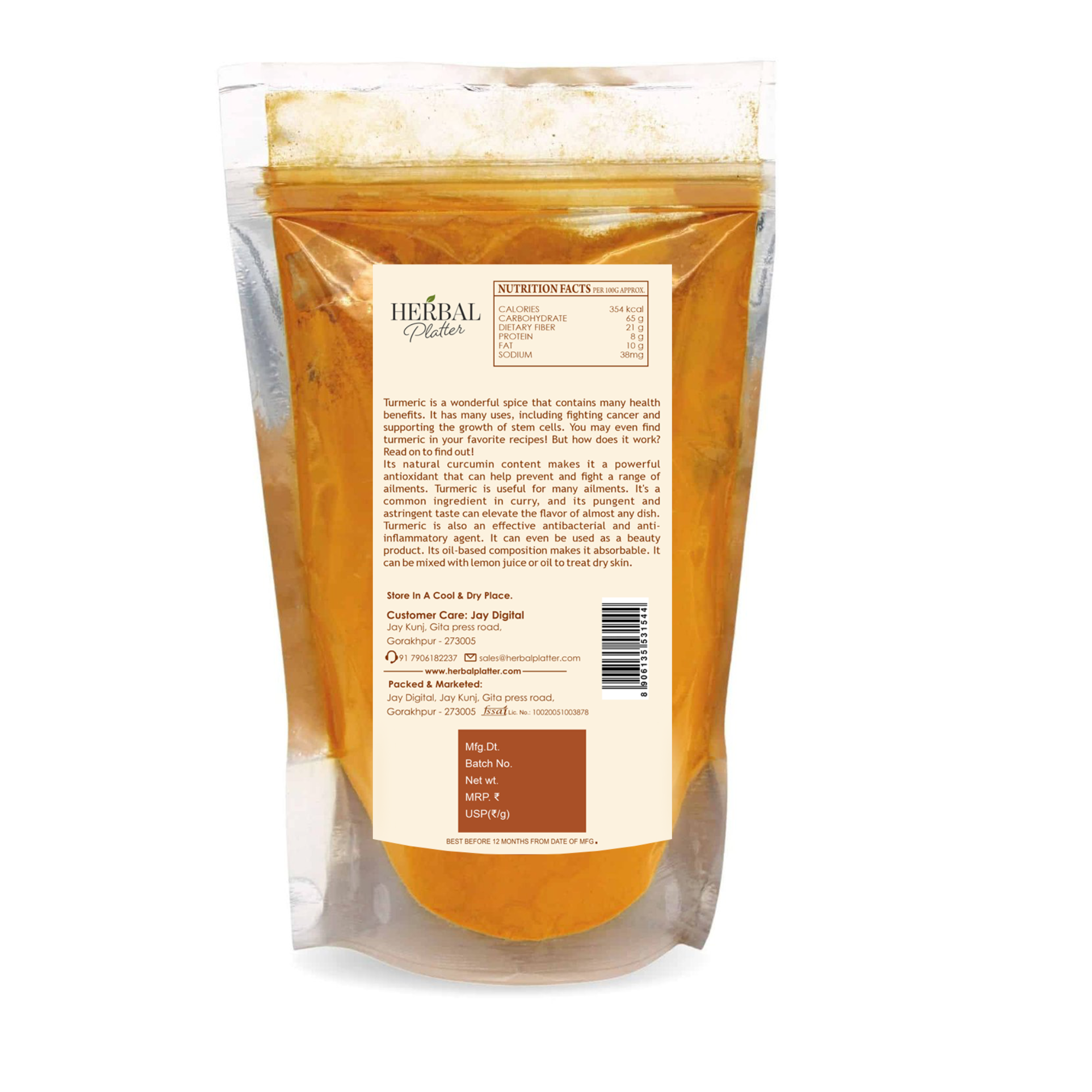 Premium Turmeric Powder | Pure Haldi Powder | 200g Stand-up Pouch