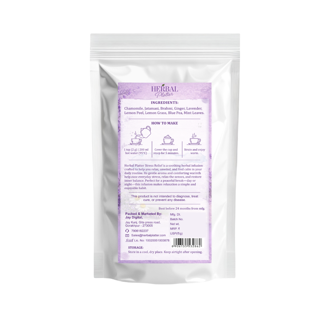 Stress Relief Herbal Infusion | 50gm in Standup Pouch | 29+ cups