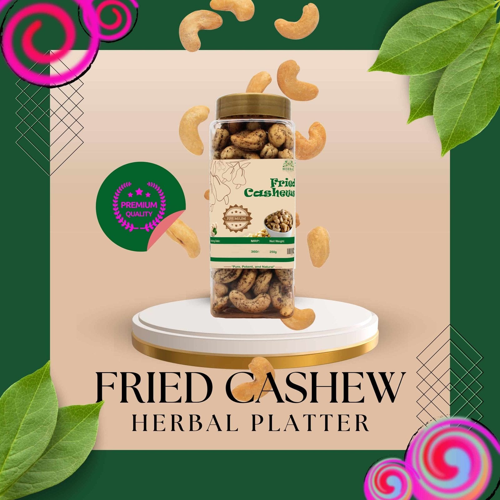 Delicious Fried Cashew Nuts | Premium Lightly Salted Kaju | 250g