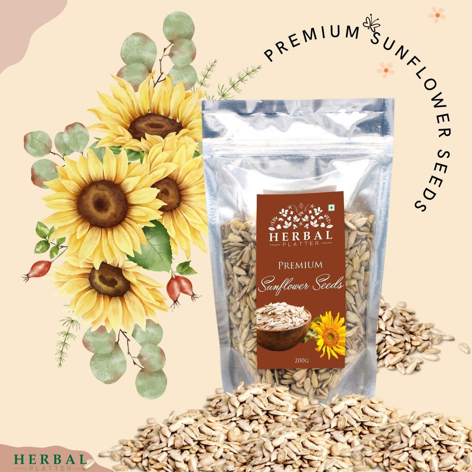 Raw Sunflower Seeds | Rich in Vitamin E | 200g Pouch