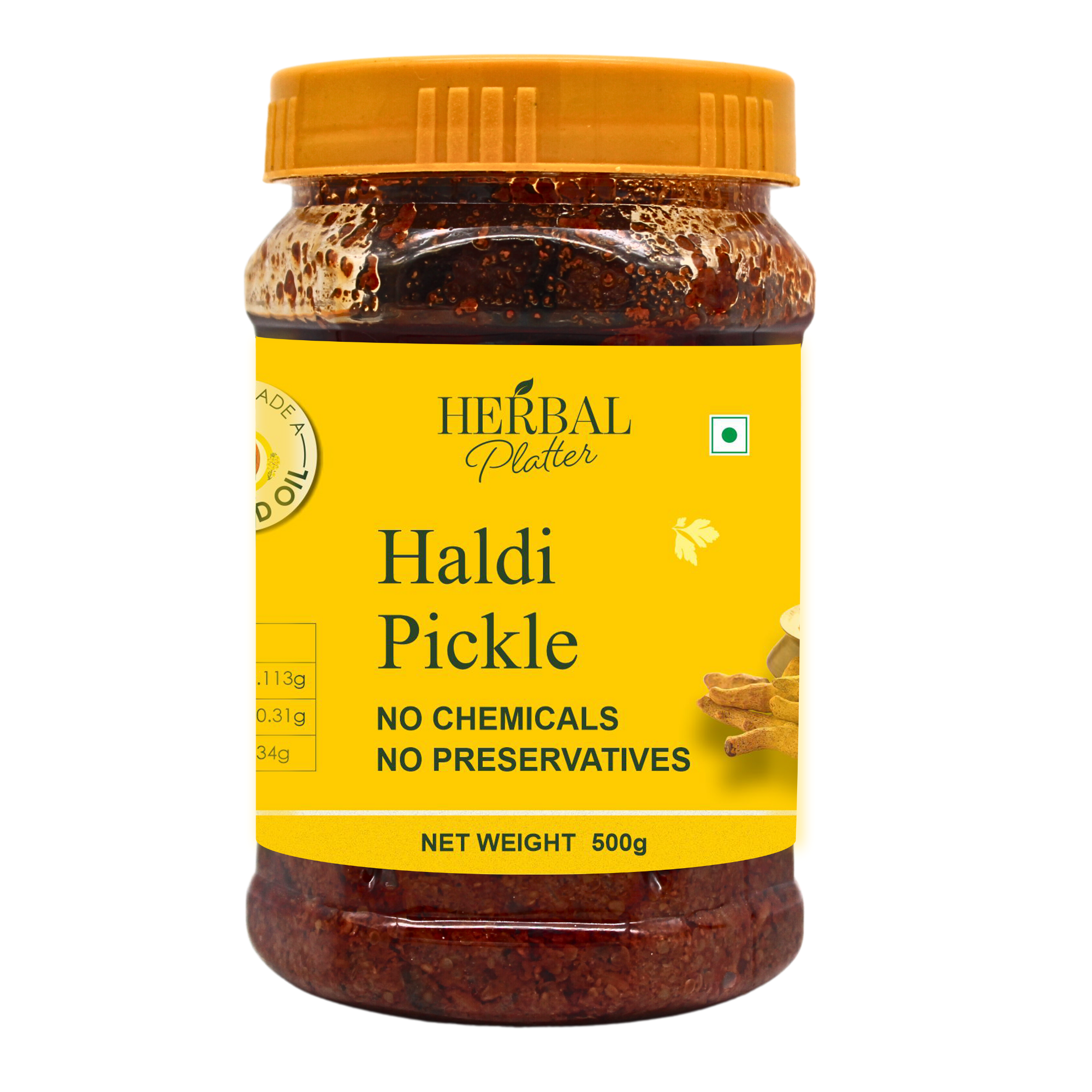 Rajasthani Haldi Pickle | Fresh Turmeric | Pure Mustard Oil |  No Added Chemical No Preservative | 500g
