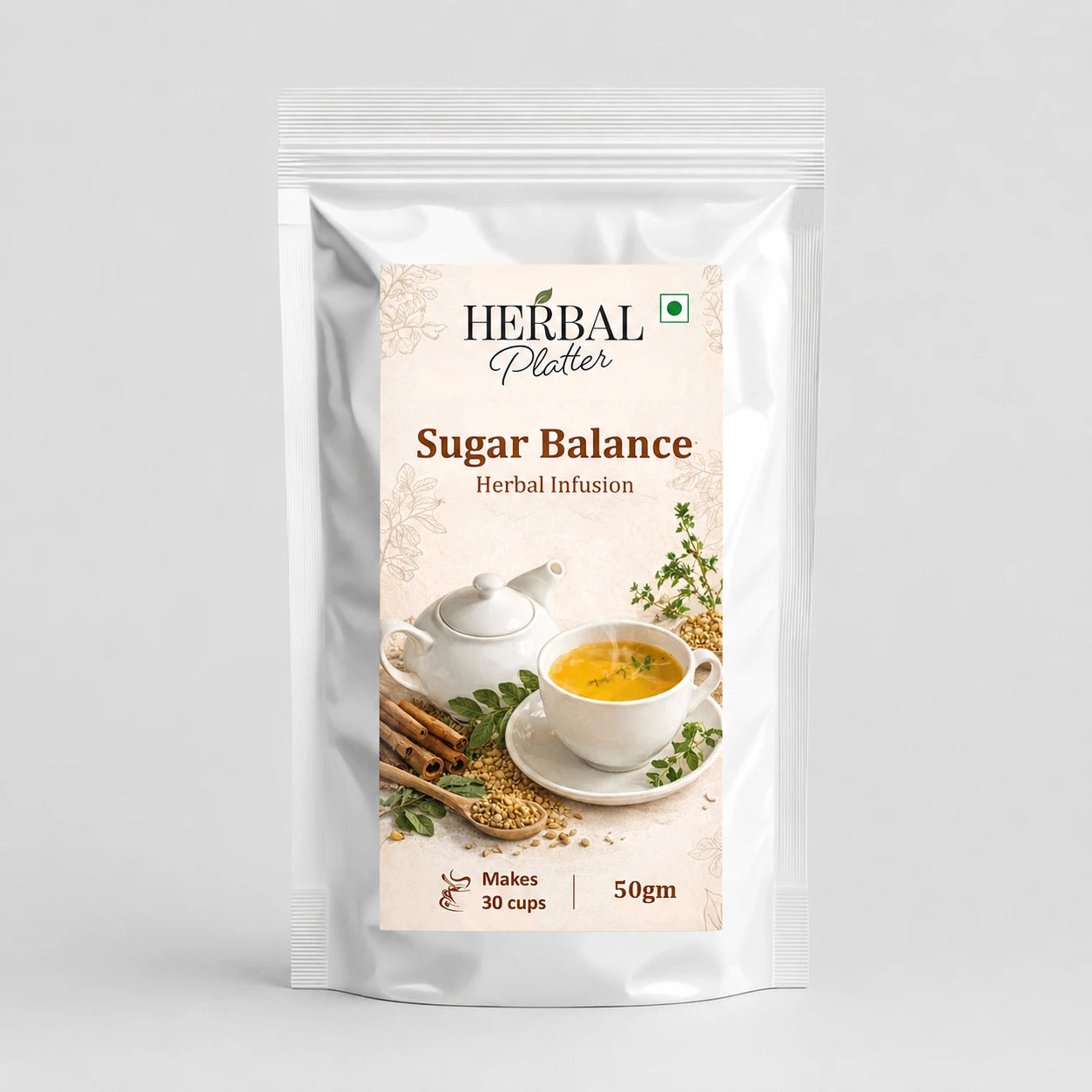 Sugar Balance Herbal Infusion | 50gm in Standup Pouch | 29+ cups