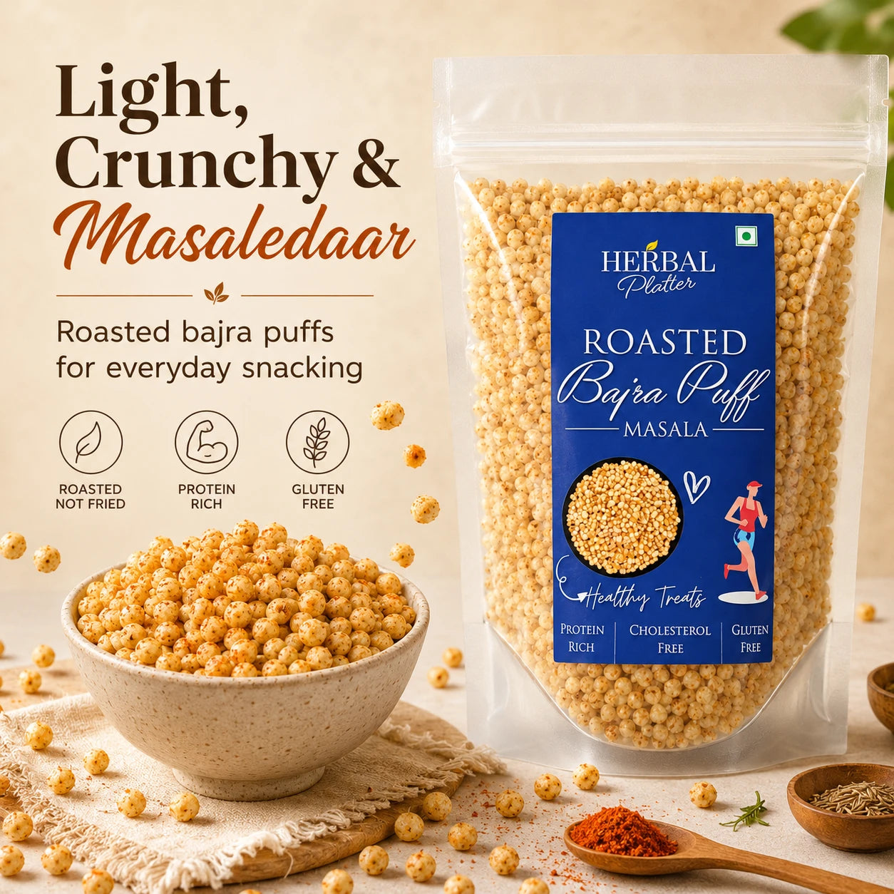 Roasted Bajra Puff - Healthy Low Calorie Snack