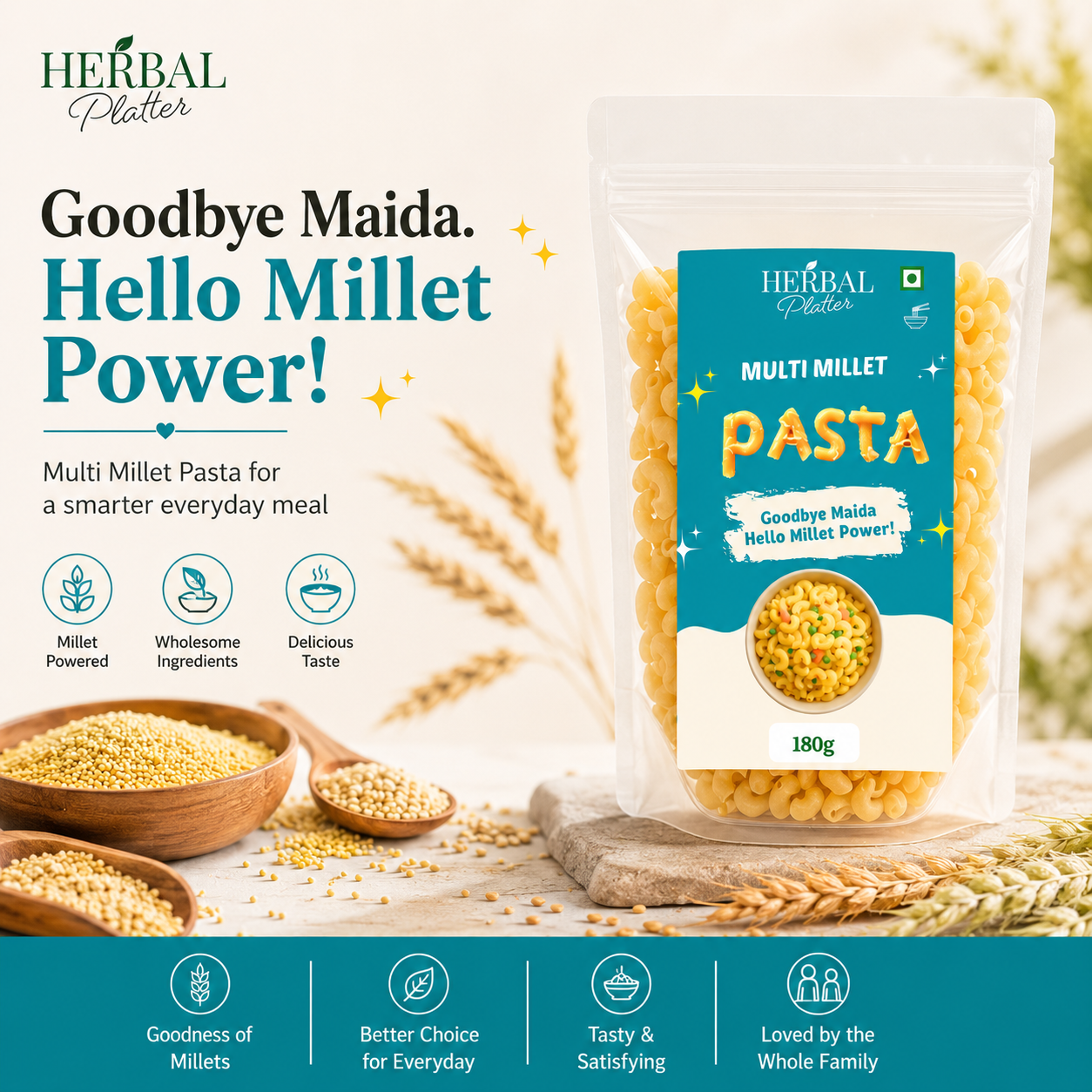 Multi Millet Pasta | Healthy Pasta, No Maida, No MSG Not Fried 180g