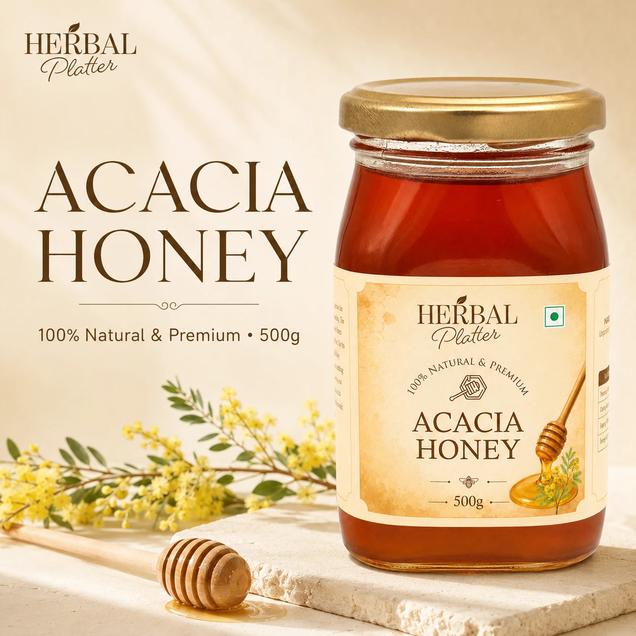 Raw Acacia Honey — Monofloral, Crystallizes Naturally