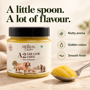 A2 Gir Cow Ghee with nutty aroma, golden colour and smooth finish