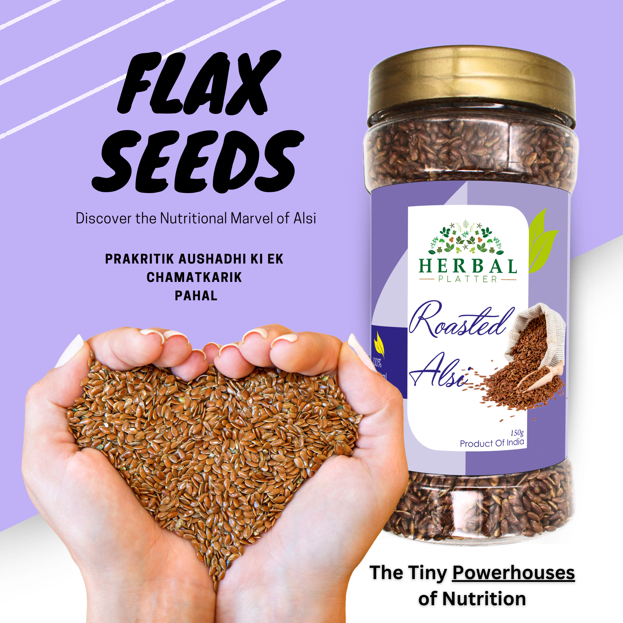Roasted Flax Seeds (Alsi) | Lightly Salted | 150g Bottle