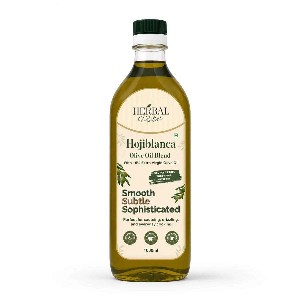 Hojiblanca Olive Oil Blend | 15% Extra Virgin + 85% Refined | Spanish