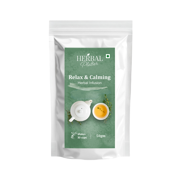 Relax Calming Herbal Infusion | 50gm in Standup Pouch | 29+ cups