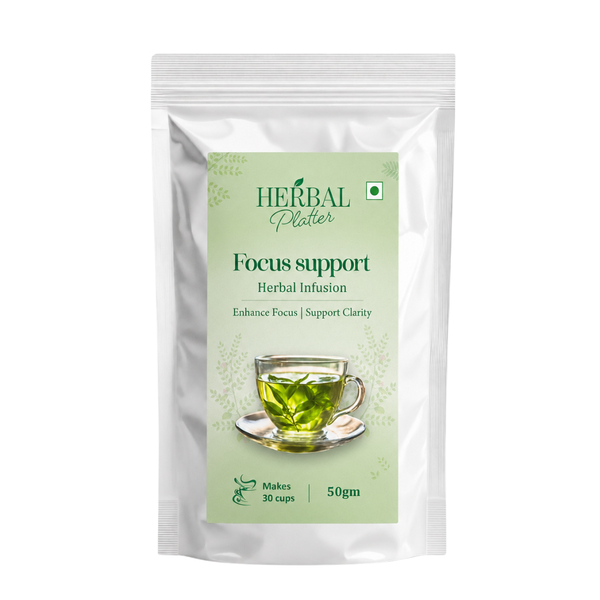 Focus Support Herbal Infusion | 50gm in Standup Pouch | 29+ cups