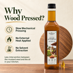 Slow wood-pressed yellow mustard oil process