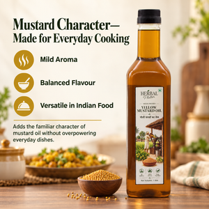 Yellow mustard oil with mild aroma and balanced flavour for everyday cooking