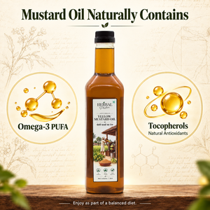 Mustard oil naturally contains Omega-3 PUFA and tocopherols
